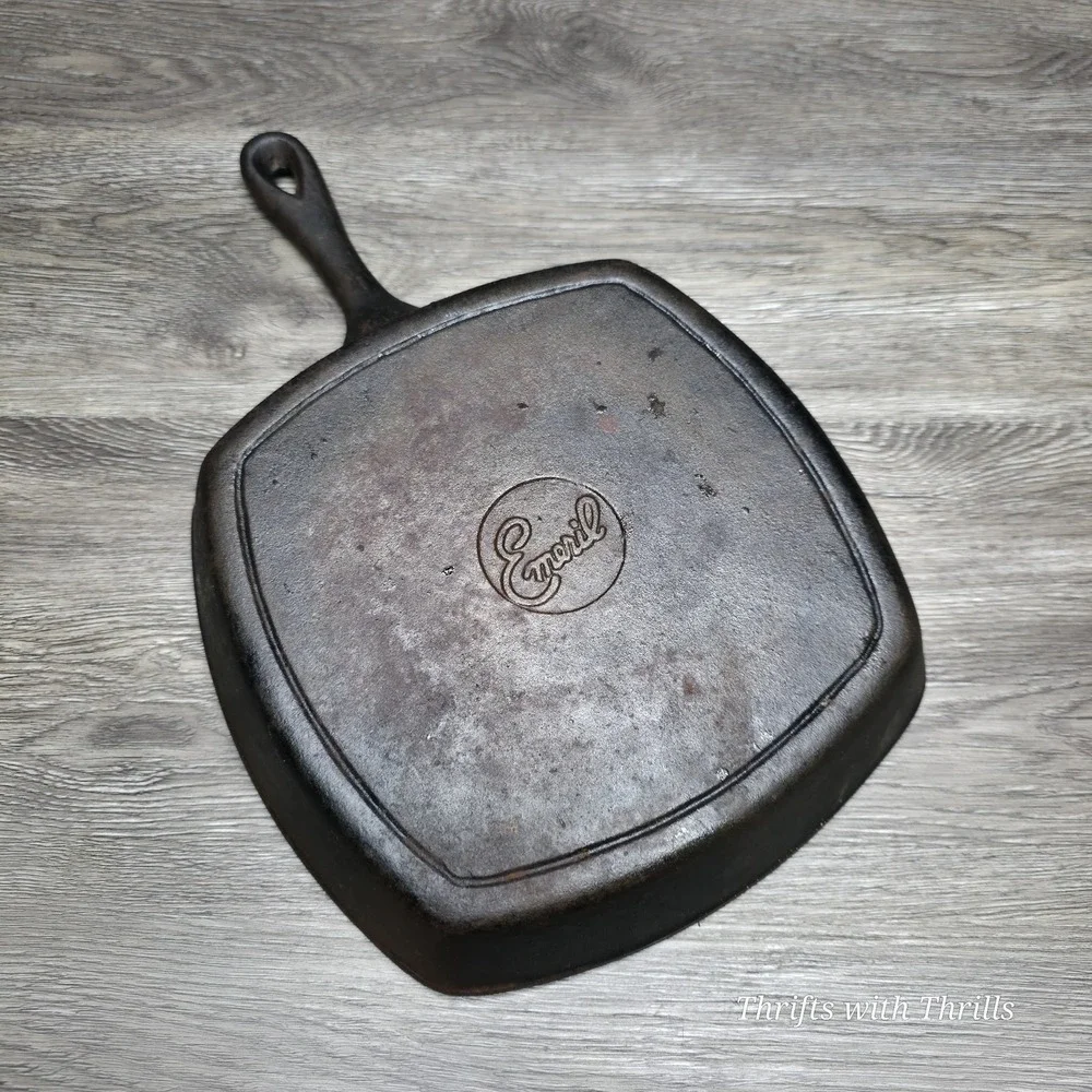 EMERIL‎ Cast Iron Square Grill - Ribbed Fry Pan Skillet - 10